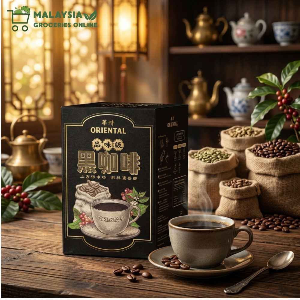Oriental Teh Halia (Ginger Tea) / Royal Chocolate / Coffee Cham / Drip Coffee / Teh Tarik (Milk Tea) / Extra Kaw Kaw White Coffee / 2in1 White Coffee (No Sugar) / Roasted White Coffee / Classic White Coffee