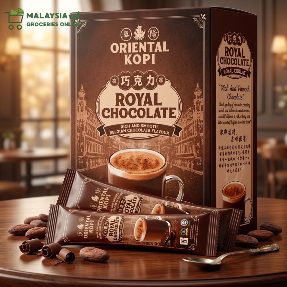 Oriental Teh Halia (Ginger Tea) / Royal Chocolate / Coffee Cham / Drip Coffee / Teh Tarik (Milk Tea) / Extra Kaw Kaw White Coffee / 2in1 White Coffee (No Sugar) / Roasted White Coffee / Classic White Coffee