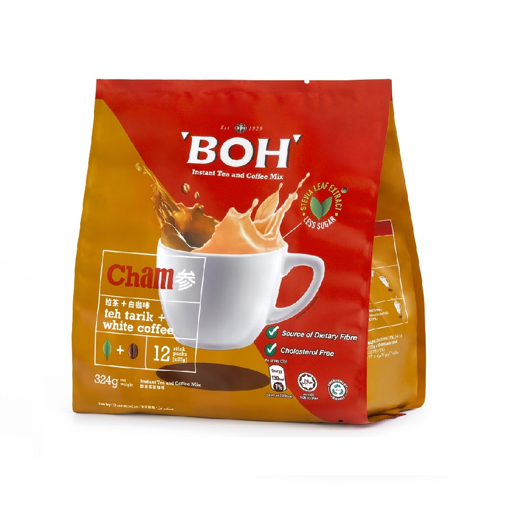 Boh Cham Tea Tarik with White Coffee